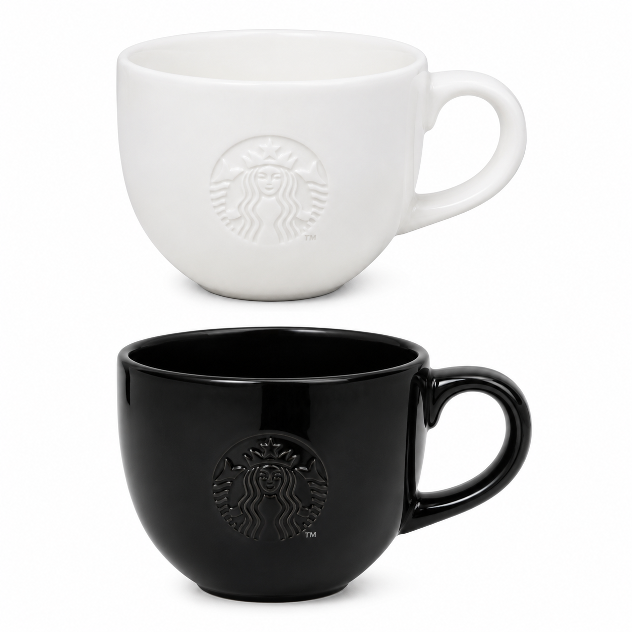 RM44-46 Taza Starbucks Ceramica Baja blanca y negra
