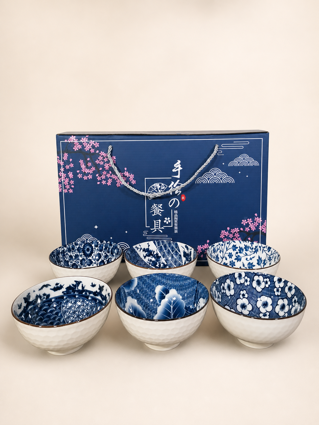 Set x6 Cuencos de Cerámica con Palitos Chinos Blue - RM45-63