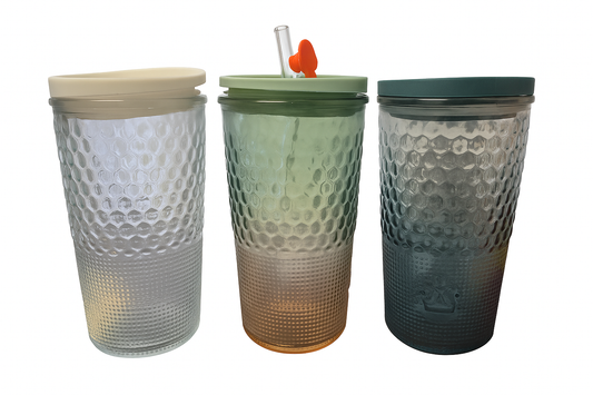 Vaso de vidrio texturizado